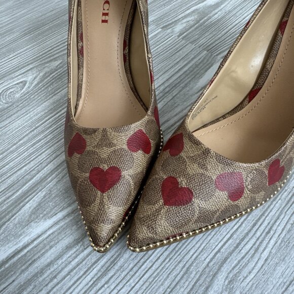 COACH Waverly Valentines Heart Printed Pumps - Picture 10 of 16